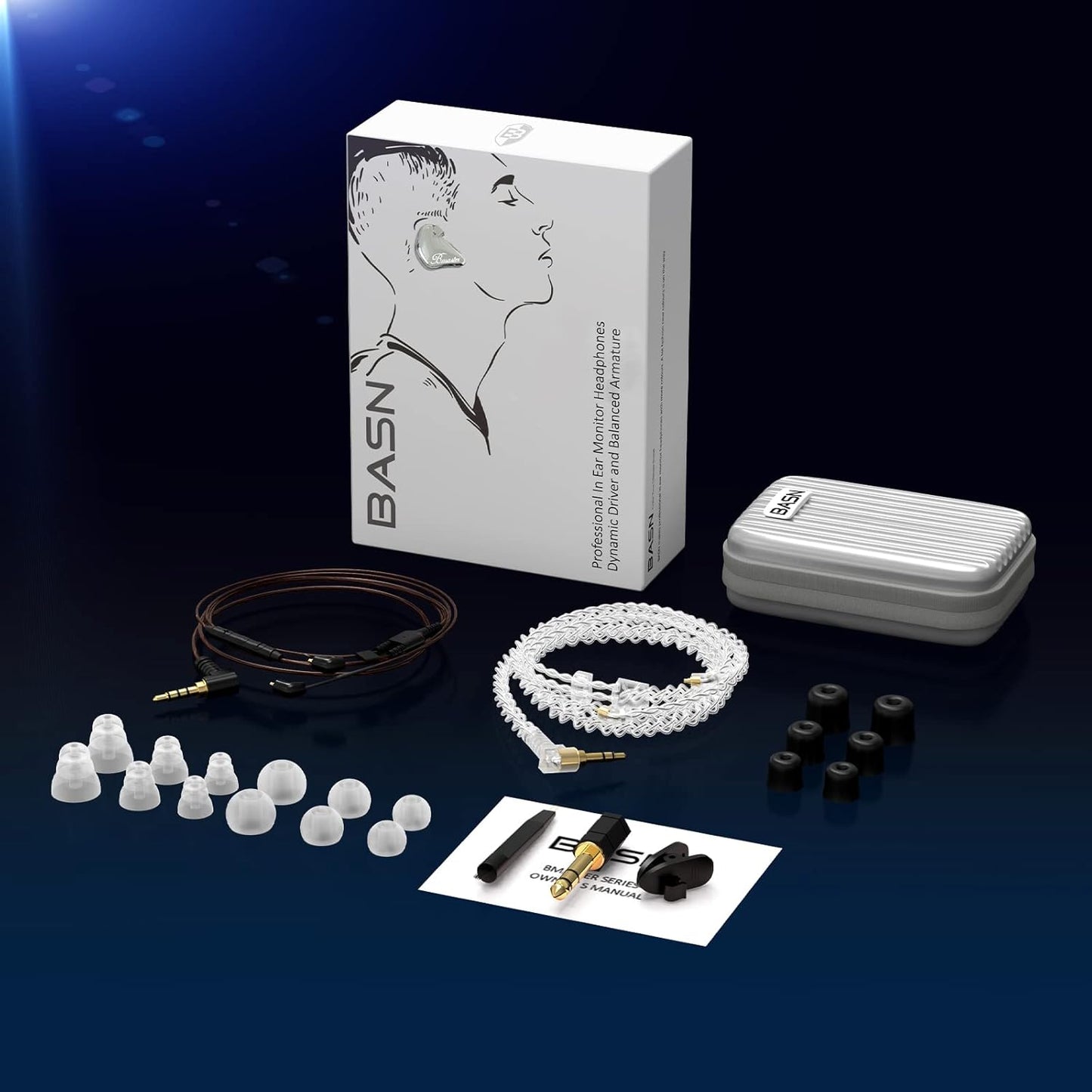 BASN Bmaster In-Ear-Kopfhörer, dreifache Treiber, mit zwei abnehmbaren Kabeln, passend für Audio-Ingenieur, Musiker