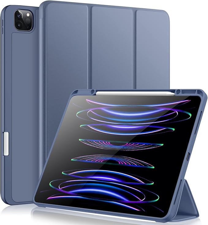 Vobafe iPad Pro 12.9 Hülle mit Tastatur und Touchpad, 7 Farben Beleuchtung, Abnehmbare QWERTZ Tastatur, mit Stifthalter