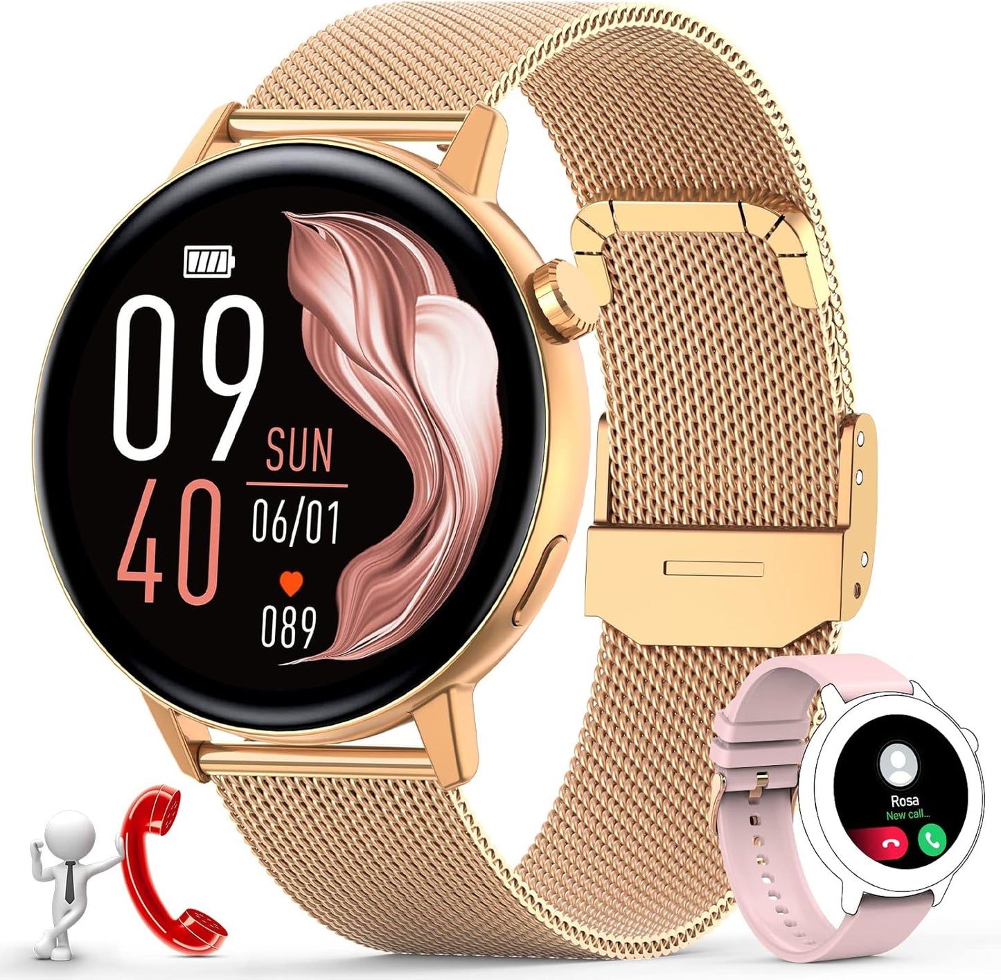 ZKCREATION-Smartwatch Damen mit Telefonfunktion