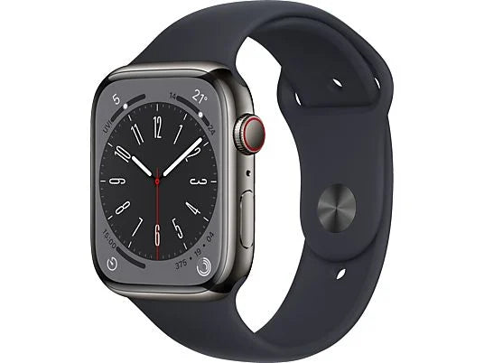 Apple Watch Series 8 45mm Edelstahl Graphite/Midnight Sportarmband
