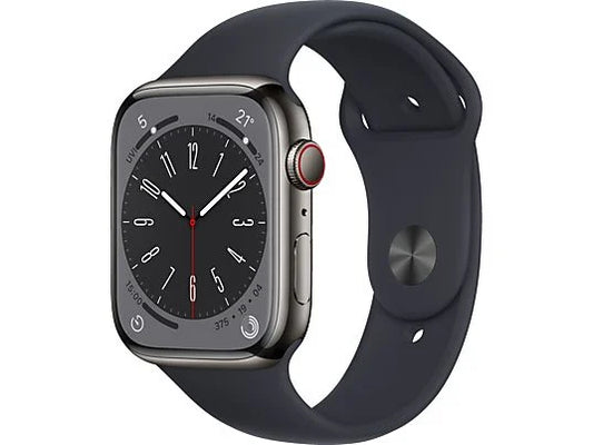 Apple Watch Series 8 45mm Edelstahl Graphite/Midnight Sportarmband