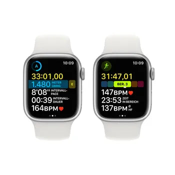 Apple Watch Series 8 GPS 45mm Silber Aluminium mit weißem Sportarmband
