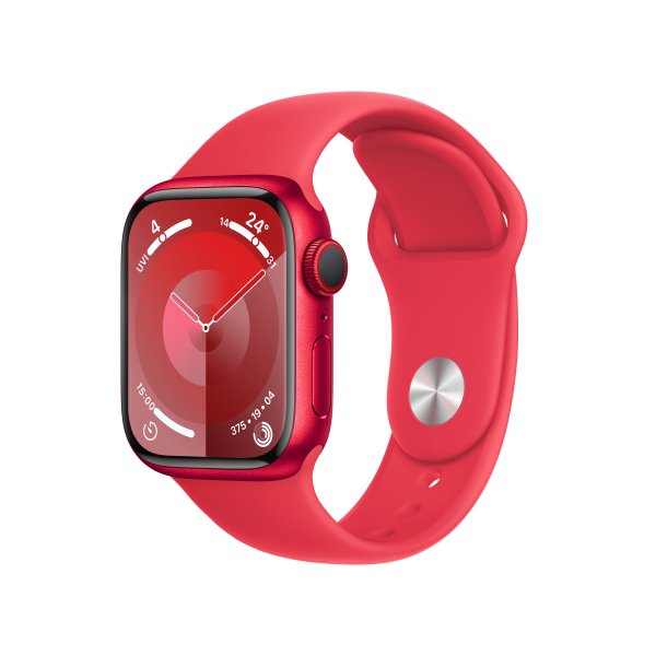 Apple Watch Series 9 Aluminium 4G 41mm Rot (Rotes Silikonarmband S/M)