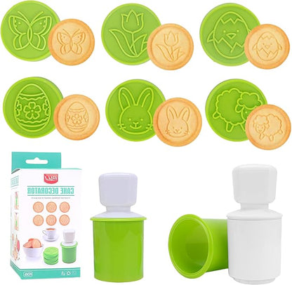Oster-Ausstechformen-Set, 6 austauschbare Keksstempel, 1 runde Ausstechform, 1 Kekspresse