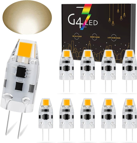 G4 2W LED-Lampen, warmweiß 3000K, 180LM, Ersatz für 20W Halogenlampen, AC/DC 12-24V, flimmerfrei, 10er Pack
