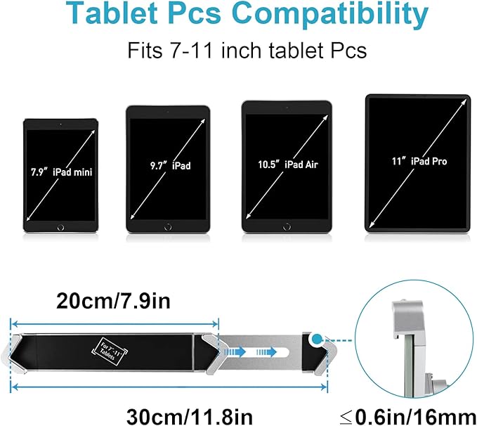 Woleyi Anti-Diebstahl Tablet Wandhalterung, Heavy Duty/Abschließbar/ Wand-Halterung für 7-11" Tablets