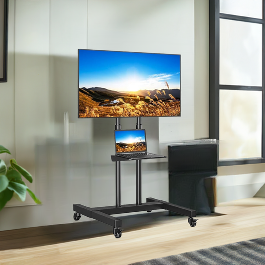 RFIVER TV Ständer Rollbar Höhenverstellbar Schwarz
